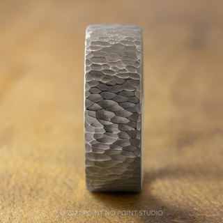 8mm Comfort Fit, Platinum Mens Wedding Band, Leopard Print Hammered Matte