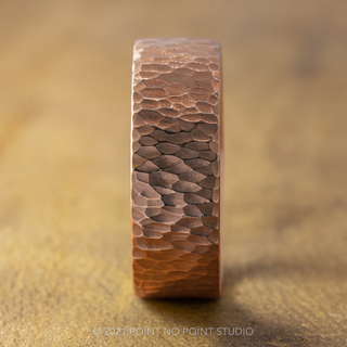 8mm Comfort Fit, 14k Rose Gold Mens Wedding Band, Leopard Print Hammered Matte