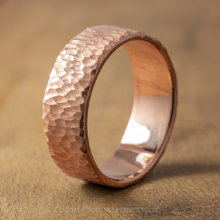 8mm 14k Rose Gold Mens Wedding Band, Leopard Print Hammered Matte