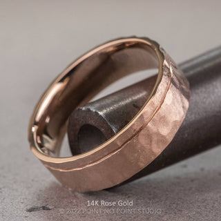 6mm Asymmetrical Notch Mens Wedding Band, Hammered Matte men's wedding band, Point No Point Studio. Eco-friendly, Recycled Metals, Conflict Free.