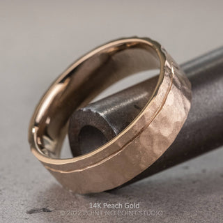 6mm Asymmetrical Notch Mens Wedding Band, Hammered Matte men's wedding band, Point No Point Studio. Eco-friendly, Recycled Metals, Conflict Free.