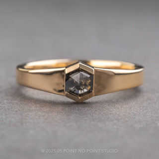 .89 Carat Black Salt and Pepper Hexagon Diamond Engagement Ring, Cygnus Setting