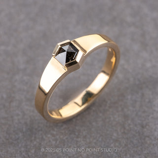 .89 Carat Black Salt and Pepper Hexagon Diamond Engagement Ring, Cygnus Setting