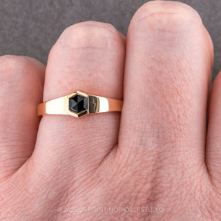 .89 Carat Black Hexagon Diamond Engagement Ring, Cygnus Setting