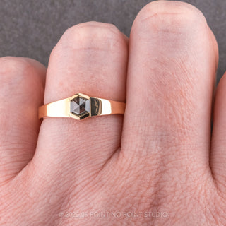 .89 Carat Black Salt and Pepper Hexagon Diamond Engagement Ring, Cygnus Setting