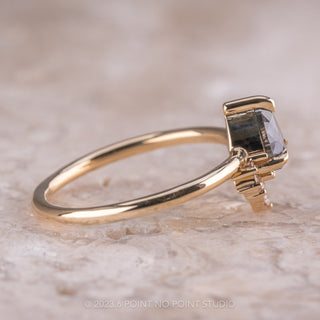 .93 Carat Salt and Pepper Pear Diamond Engagement Ring, Ava Setting, 14K Yellow Gold