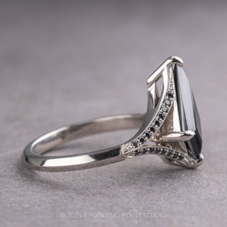 1.34 Carat Black Kite Moissanite Engagement Ring, Mackenzie Setting, Platinum