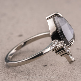 2.69 Carat Salt and Pepper Pear Diamond Engagement Ring, Avaline Setting, Platinum