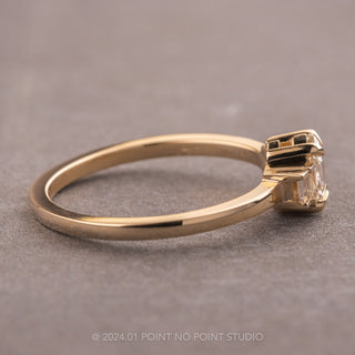 .50 Carat Step Cut Hexagon Diamond Engagement Ring, Betty Setting, 14k Yellow Gold