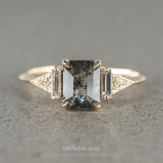 1.39 Carat Salt and Pepper Emerald Diamond Engagement Ring, Azalea Setting