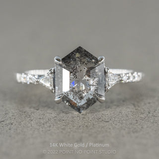 2.12 Carat Black Hexagon Diamond Engagement Ring, Eliza Setting