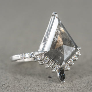 2.70 Carat Salt and Pepper Kite Diamond Engagement Ring, Avaline Setting, Platinum