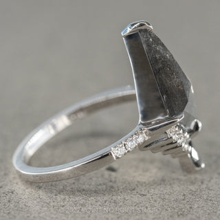 2.70 Carat Salt and Pepper Kite Diamond Engagement Ring, Avaline Setting, Platinum