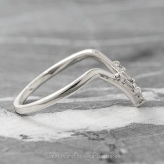 Round and Baguette Diamond V Band, Deep Contour Paloma Setting, 14K White Gold