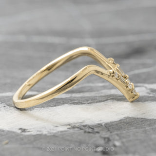 Round and Baguette Diamond V Band, Deep Contour Paloma Setting, 14K Yellow Gold