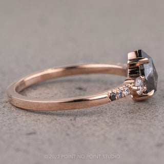 .98 Carat Salt and Pepper Pear Diamond Engagement Ring, Eliza Setting, 14K Rose Gold