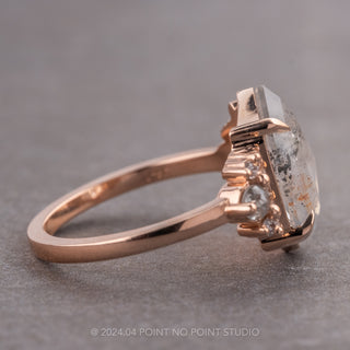 4.14 Carat Icy Grey Hexagon Diamond Engagement Ring, Eleanor Setting, 14K Rose Gold