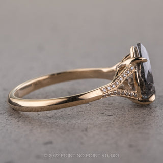 black speckled pear diamond ring
