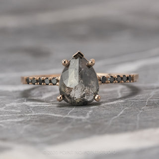 1.47 Carat Salt and Pepper Pear Diamond Engagement Ring, Black Diamond Sirena Setting
