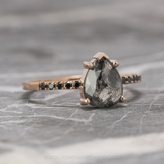1.47 Carat Salt and Pepper Pear Diamond Engagement Ring, Black Diamond Sirena Setting