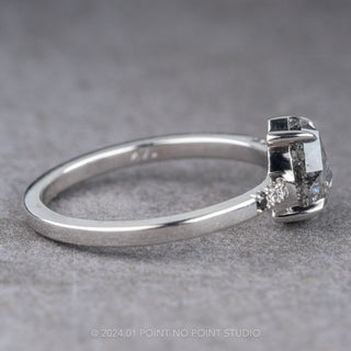 1.31 Carat Salt and Pepper Pear Diamond Engagement Ring, Ombre Jules Setting, 14K White Gold