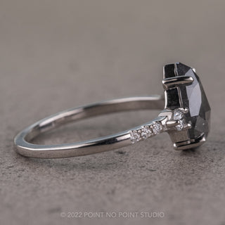 1.58 Carat Black Speckled Pear Diamond Engagement Ring, Eliza Setting, Platinum