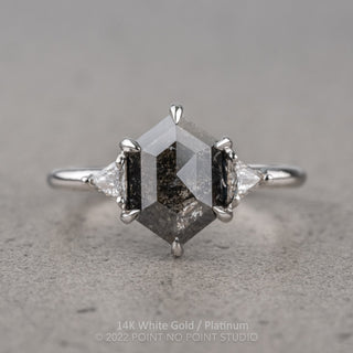 1.12 Carat Black Salt and Pepper Hexagon Diamond Engagement Ring, Zoe Setting
