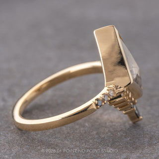 1.54 Carat Salt and Pepper Kite Diamond Engagement Ring, Bezel Ombre Avaline Setting, 14K Yellow Gold