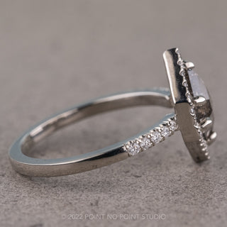 1.77 Carat Salt and Pepper Hexagon Diamond Engagement Ring, Fiona Setting, 14K White Gold
