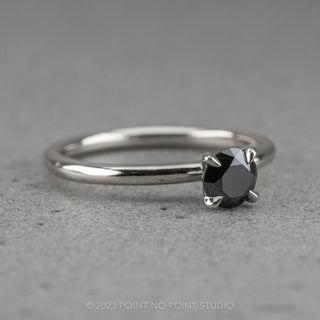 .50 Carat Round Brilliant Cut Black Diamond Engagement Ring, Tulip Jane Setting, Platinum