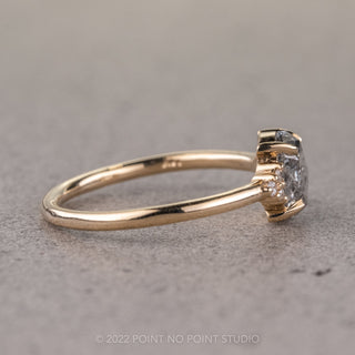1.02 Carat Salt and Pepper Oval Diamond Engagement Ring, Quinn Setting, 14K Yellow Gold