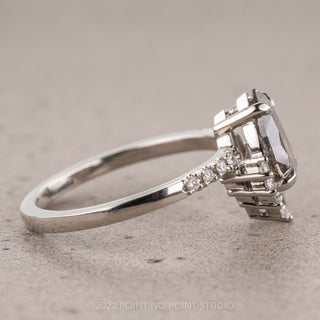 1.60 Carat Black Speckled Pear Diamond Engagement Ring, Avaline Setting, 14K White Gold