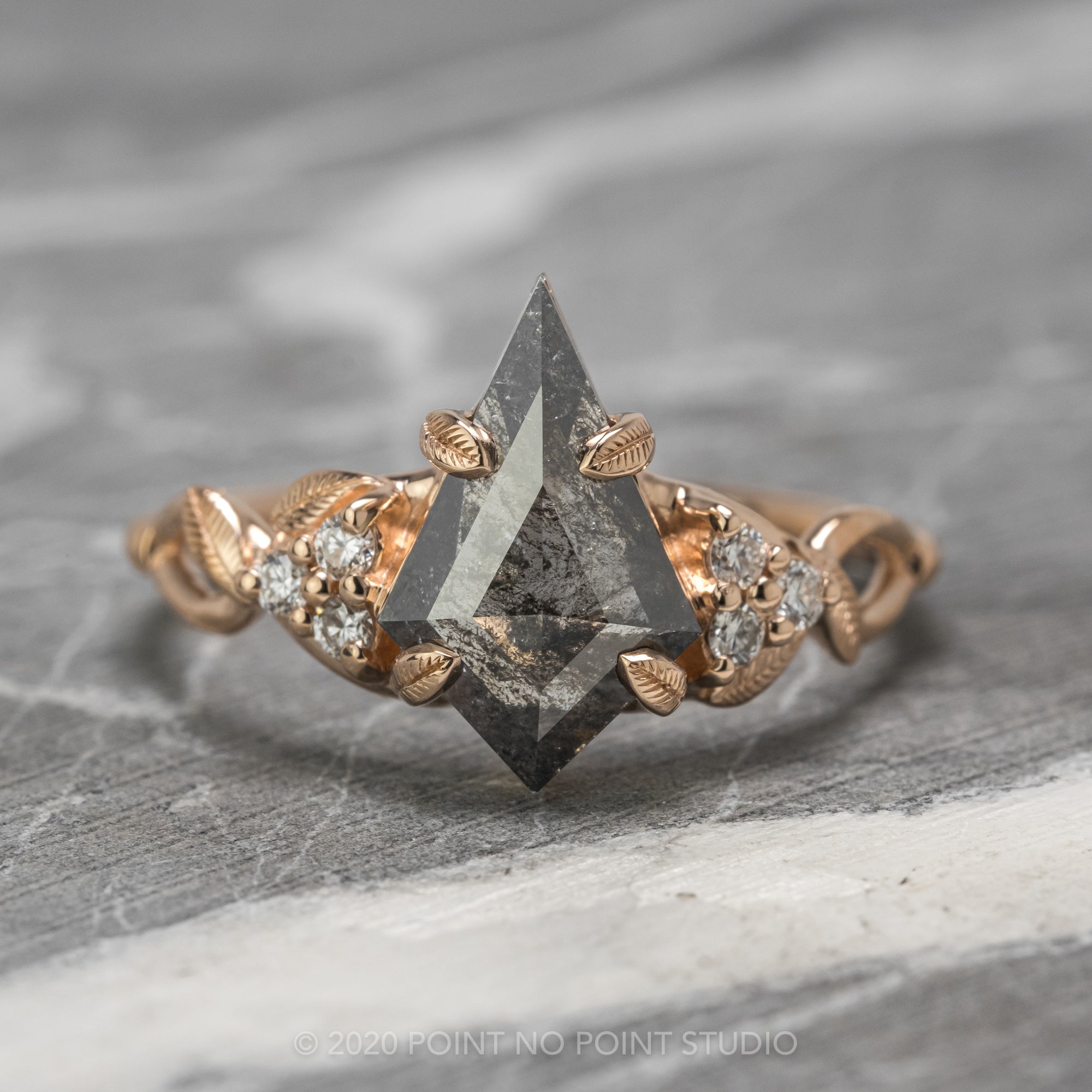 Open Leaf Diamond Engagement Ring In 14K Rose Gold