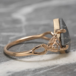 1.45 Carat Black Speckled Kite Diamond Engagement Ring, Quinn Setting, 14K Rose Gold