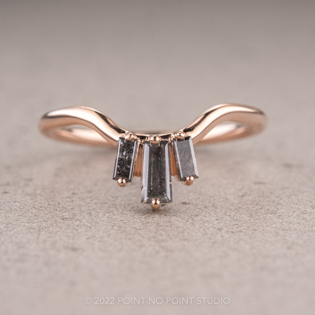 Salt and Pepper Baguette Diamond Wedding Band, Dawn Setting – Point No ...