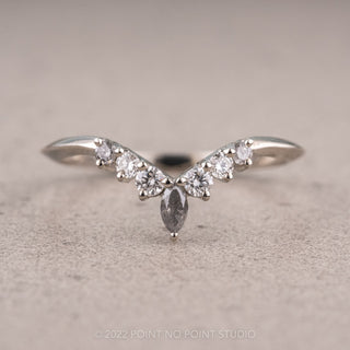 Salt and Pepper Marquise and White Diamond Wedding Band, Cassiopeia Setting, Platinum