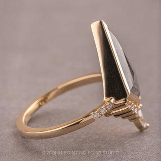 1.93 Carat Black Kite Diamond Engagement Ring, Bezel Avaline Setting, 14K Yellow Gold