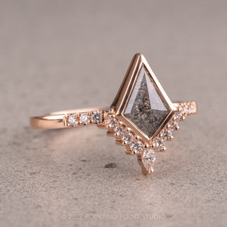 .98 Carat Salt and Pepper Kite Diamond Engagement Ring, Avaline Setting, 14K Rose Gold