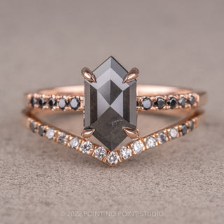 1.41 Carat Black Hexagon Diamond Engagement Ring, Black Diamond Jules Setting