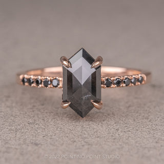 1.41 Carat Black Hexagon Diamond Engagement Ring, Black Diamond Jules Setting