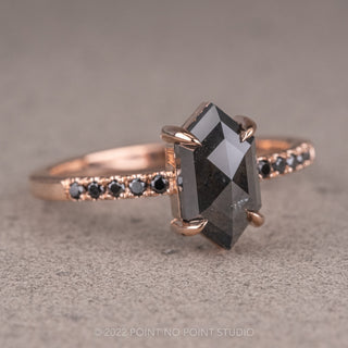 1.41 Carat Black Hexagon Diamond Engagement Ring, Black Diamond Jules Setting