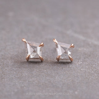 .61tcw Salt and Pepper Kite Diamond Studs, 14k Rose Gold Earrings