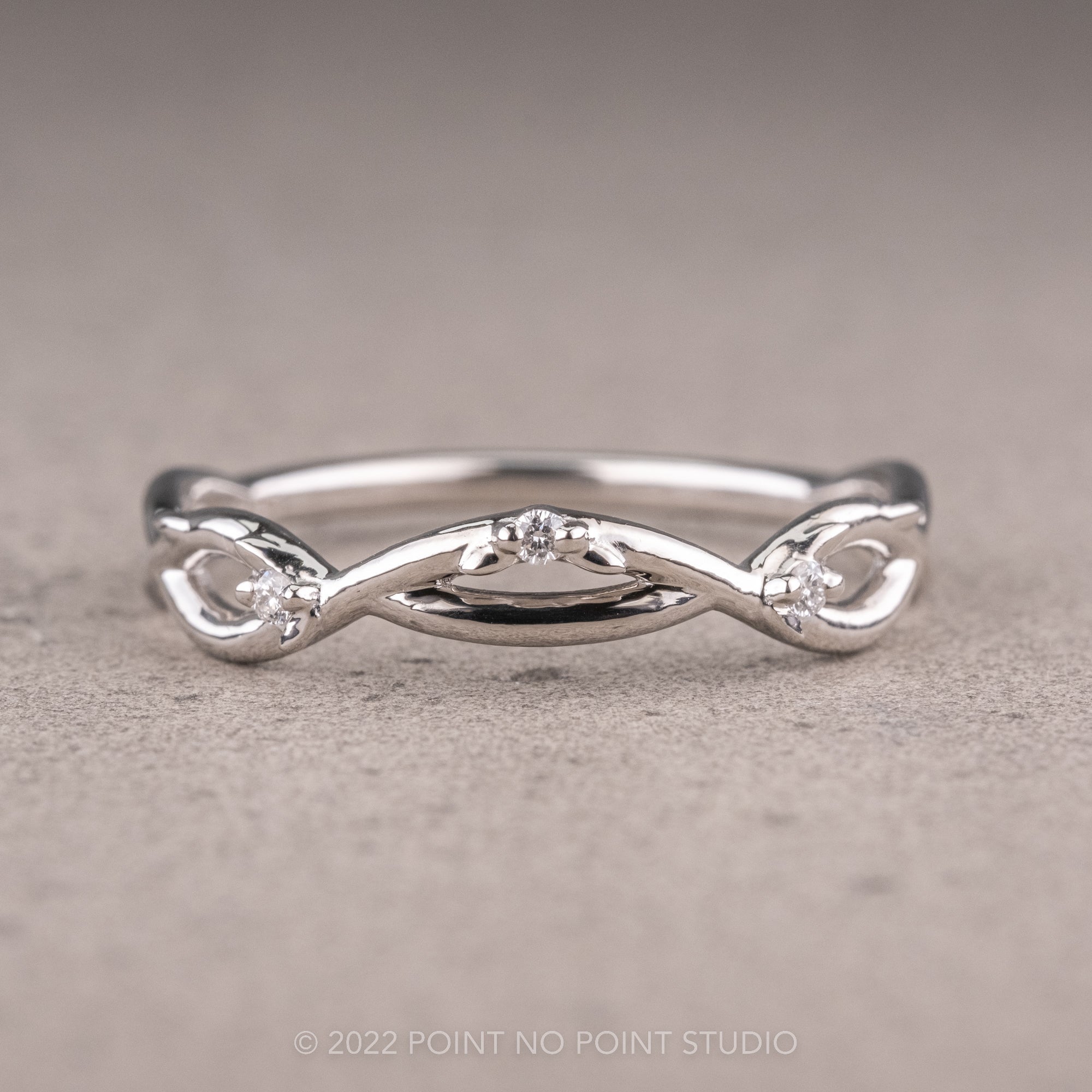 Diamond Wedding Ring with Vine and Leaf Motif, RG-3475c