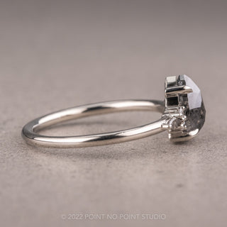 1.17 Carat Black Speckled Pear Diamond Engagement Ring, Quinn Setting, 14k White Gold