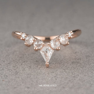 Kylie Wedding Ring, 7 Icy White Rose Cut Diamonds Wedding Band, Round Band