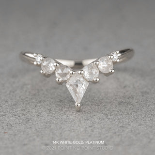 Kylie Wedding Ring, 7 Icy White Rose Cut Diamonds Wedding Band, Round Band