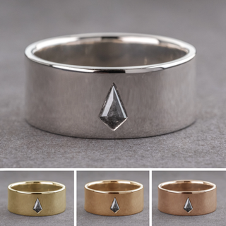 Kite Diamond Mens Polished Wedding Band, Comfort Fit men's wedding band, Point No Point Studio. Eco-friendly, Recycled Metals, Conflict Free.