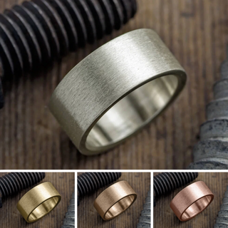 10mm 14k White Gold Men's Wedding Band, Matte Finish
