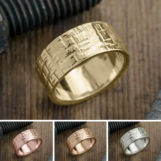 10mm Comfort Fit Mens Wedding Band, Textured Polished