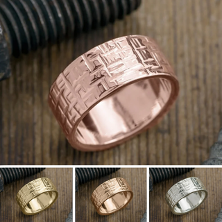10mm Mens Wedding Band, Textured Polished